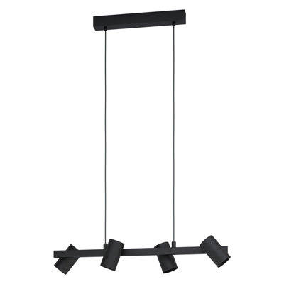 Stylish Black Pendant Ceiling Light with 4 Adjustable Spots