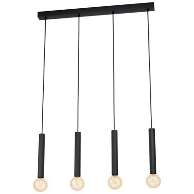 Stylish Black Pendant Ceiling Light with 4 E27 Bulb Holders for Kitchen