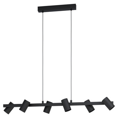 Stylish Black Pendant Ceiling Light with 6 Adjustable Spots and E14 Bulbs