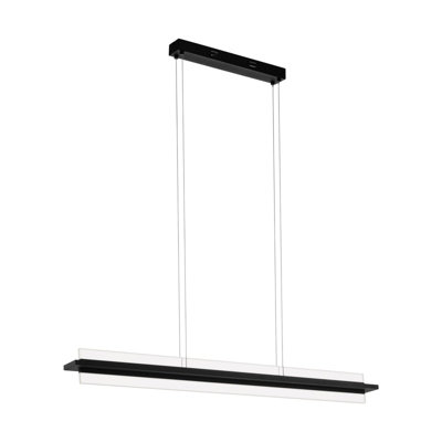 Stylish Black Pendant Ceiling Light with Clear Shade and LED Bulb - 14.5W Included