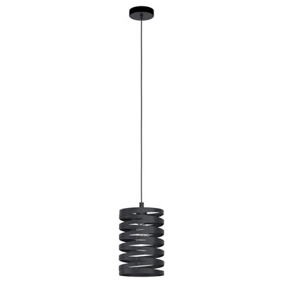 Stylish Black Pendant Ceiling Light with Slim Spiral Design and E27 Bulb Socket