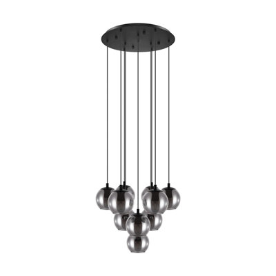 Stylish Black Pendant Ceiling Light with Vaporized Glass Shade