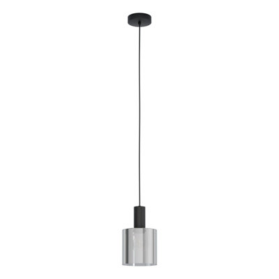 Stylish Black Pendant Ceiling Light with Vaporized Glass Shade
