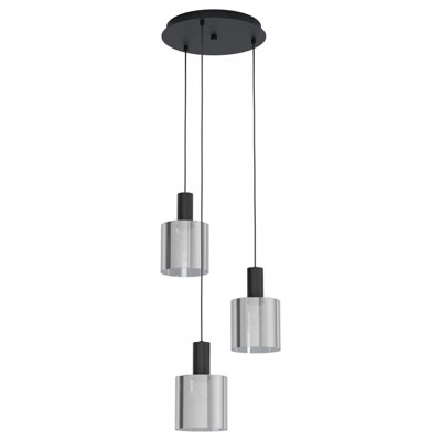 Stylish Black Pendant Ceiling Light with Vaporized Glass Shade
