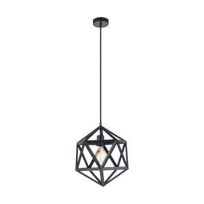 Stylish Black Prism Hanging Ceiling Pendant Light - Modern E27 Lamp for Home Decor