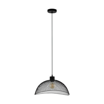 Stylish Black Steel Mesh Hanging Pendant Light with E27 Bulb Socket