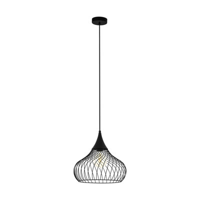 Stylish Black Steel Wire Hanging Pendant Light for Hallway - 1 x 60W E27