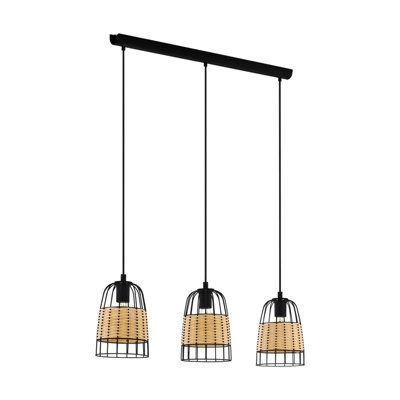 Stylish Black Wicker Hanging Ceiling Pendant Light for Hallways