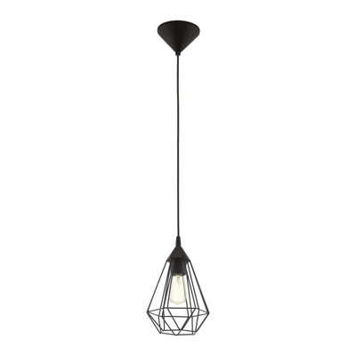 Stylish Black Wire Cage Hanging Pendant Light for Hallway - E27 Bulb Compatible