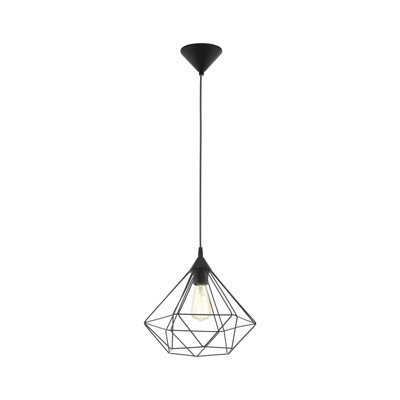 Stylish Black Wire Cage Hanging Pendant Light for Hallways