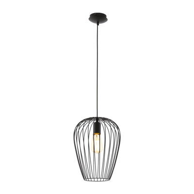 Stylish Black Wire Cage Hanging Pendant Light for Hallway