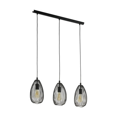 Stylish Black Wire Shade Hanging Pendant Light for Kitchen Island