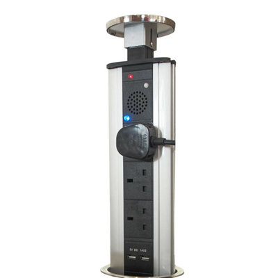 Stylish Bluetooth Pop Up Extension Tower with USB Ports and Built-in Speaker