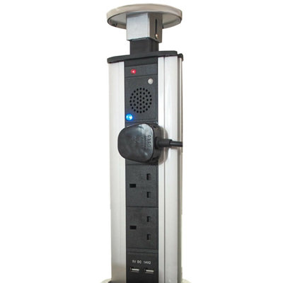Stylish Bluetooth Pop-Up Extension Tower with USB Ports and Speaker for Home and Office