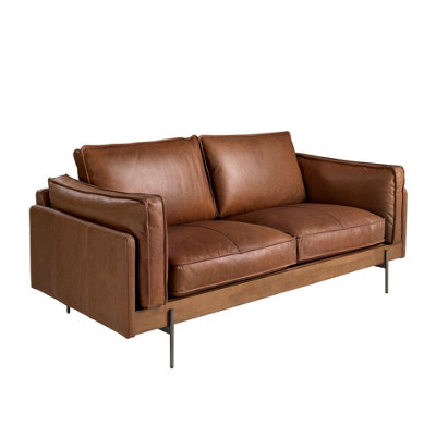 Stylish Brown Leather 2-Seater Sofa for Modern Living Rooms