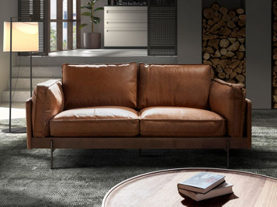 Stylish Brown Leather 2-Seater Sofa for Modern Living Rooms