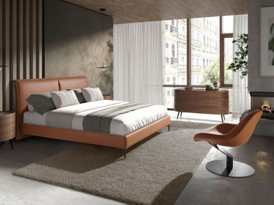 Stylish Brown Leatherette Swivel Armchair for Modern Living Spaces