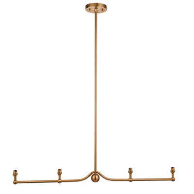 Stylish Brushed Aged Brass 4-Light Pendant Ceiling Light with B22 Holders