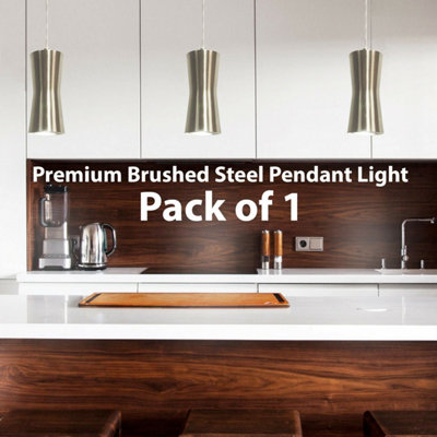 Stylish Brushed Steel Hanging Pendant Light for Kitchen and Dining Room