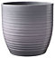 Stylish Ceramic Grooved, Lavender Glaze, Indoor Plant Pot. No Drainage Holes. H13 x W14 cm