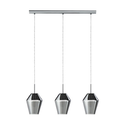 Stylish Chrome Pendant Ceiling Light with Black Smoked Glass Shade for Modern Interiors