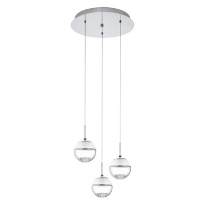 Stylish Chrome Pendant Ceiling Light with Clear Glass and Crystal Shade