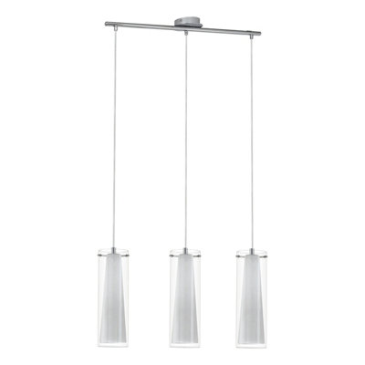 Stylish Chrome Pendant Ceiling Light with Clear Opal Glass Shade