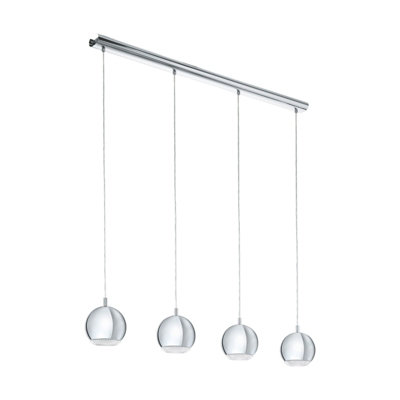 Stylish Chrome Pendant Ceiling Light with Clear Plastic Shade and GU10 Bulbs