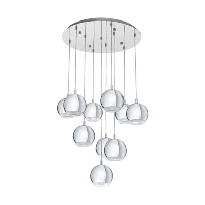 Stylish Chrome Pendant Ceiling Light with Clear Shade and GU10 Bulbs