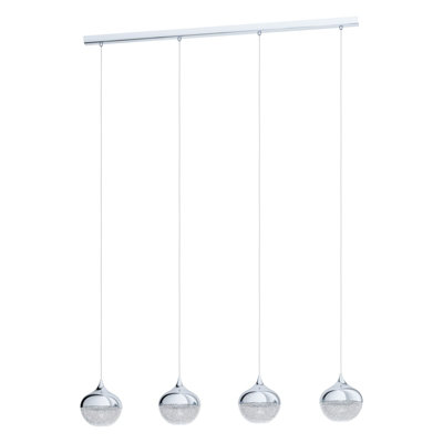 Stylish Chrome Pendant Ceiling Light with Granille White Shade and E14 Bulb Compatibility