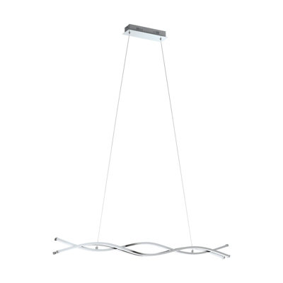 Stylish Chrome Pendant Ceiling Light with White Shade and LED Bulbs