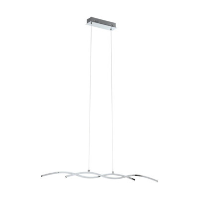 Stylish Chrome Pendant Ceiling Light with White Shade and LED Bulbs