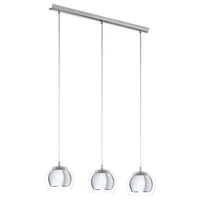 Stylish Chrome Plated Pendant Ceiling Light with Clear Glass Shade E27 Bulb