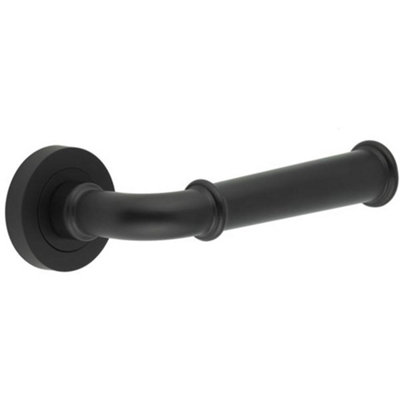 Stylish Classic Matt Black Door Handle with Rose - Interior Handle