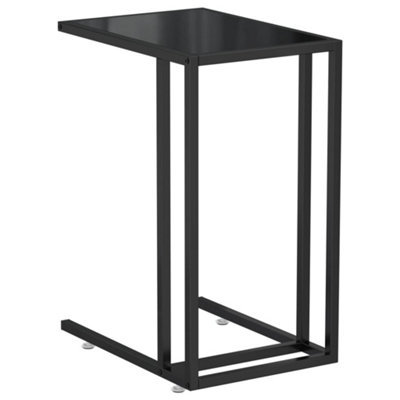 Stylish Computer Side Table Black 50x35x65 cm Tempered Glass