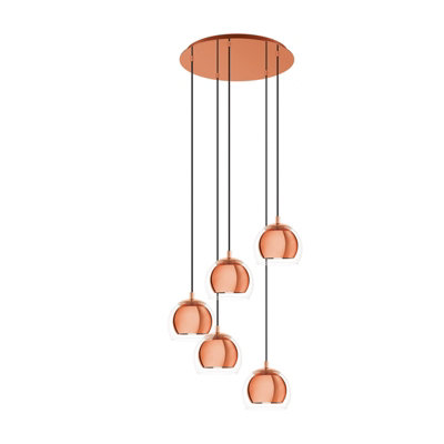 Stylish Copper Pendant Ceiling Light with Clear Glass Shade and E27 Bulbs