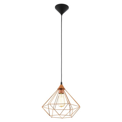 Stylish Copper Wire Cage Pendant Light with E27 Bulb Socket for Hallways