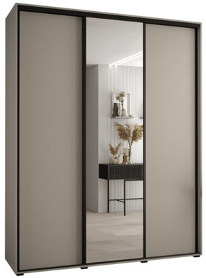 Stylish Dakota III Sliding Door Wardrobe W1900mm H2350mm D600mm with Mirrored Door and Cashmere Finish