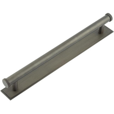 Stylish Dark Bronze Cabinet Handle with Stepped Backplate - 224mm Centers - Kitchen Drawer Pull Handle