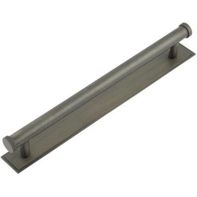 Stylish Dark Bronze Cabinet Handle with Stepped Backplate 224mm Ctrs ...
