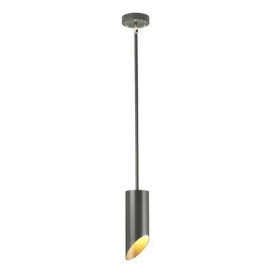 Stylish Dark Grey Pendant Light with Polished Nickel Finish - LED E27 8W