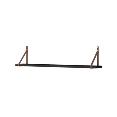 Stylish Dark Wall Shelf H310mm W1020mm D170mm - Black Stone & Brown for Industrial Spaces