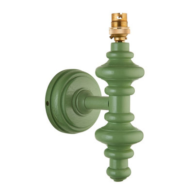 Stylish Dimmable Satin Cotswold Green Wall Light - Elegant Wooden Sconce