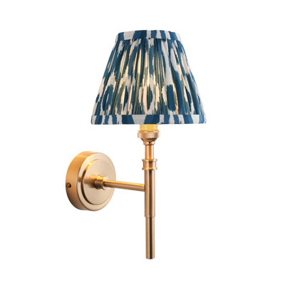 Stylish Dimmable Wall Light in Aged Brass with Marlin Blue Shade for Modern Homes