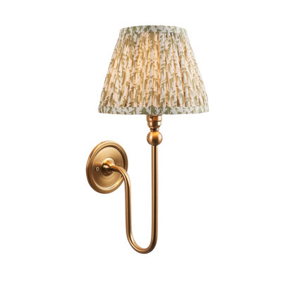 Stylish Dimmable Wall Light in Brushed Aged Brass with Herb Garden Green Shade