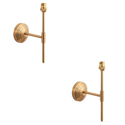 Stylish Dimmable Wall Lights Set of 2 in Brushed Aged Brass Finish