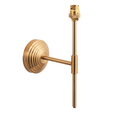 Stylish Dimmable Wall Sconce in Brushed Aged Brass with Reeded Rose T Bar Arm