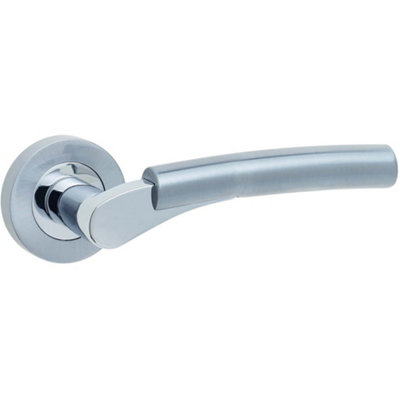 Stylish Dual Finish Lever Door Handle in Polished and Satin Chrome - Interior Handle