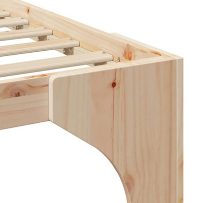Stylish Floor Bed Frame with Storage Brown Solid pine wood