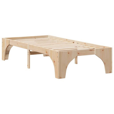 Stylish Floor Bed Frame with Storage Brown Solid pine wood